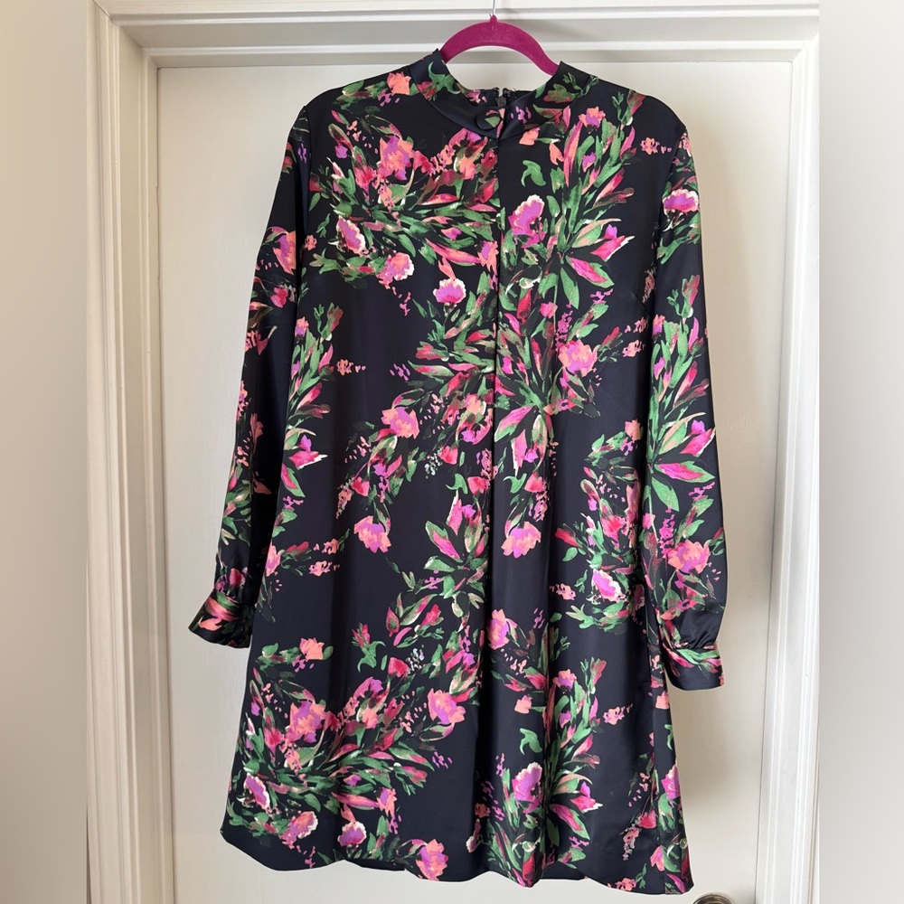 Floral Black and Pink Long Sleeve Dress